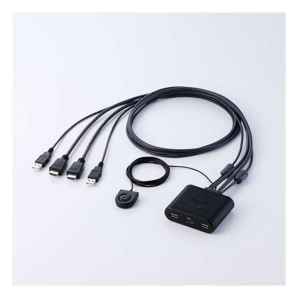 ELECOM エレコム ケーブル一体型パソコン切替器 HDMI R /フルHD60Hz/2台切替 KVM-KHUSN2(2686010)
