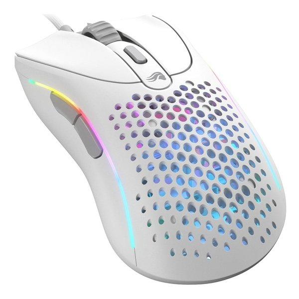Glorious - Model D 2 Wired Optical RGB Gaming Mouse with 6 Programmable Buttons - Wired - Matte White