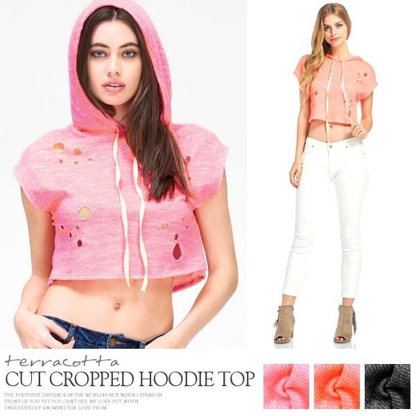 パーカー フーディ フード付き レディース トップス 半袖 薄手 裏パイル地 ショート丈 Anb Julia 無地 蛍光色 Prd Anbta ポンクロージング 通販 Yahoo ショッピング