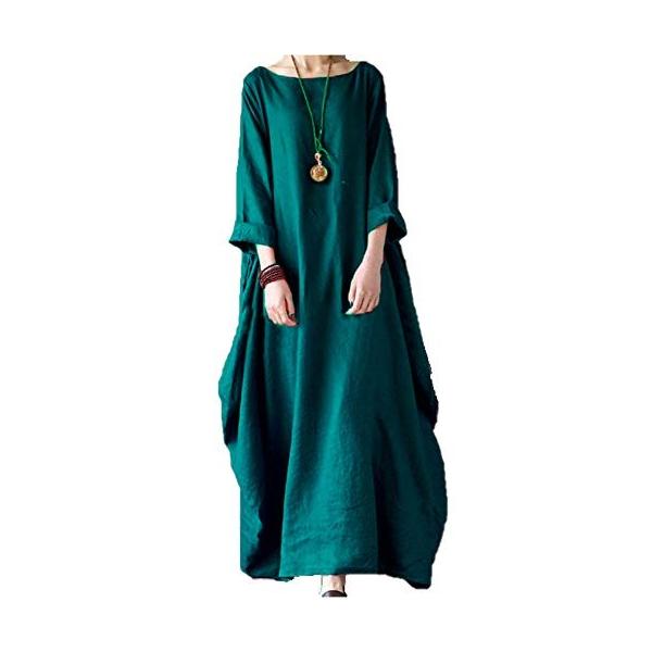 ビーコ 大きいサイズ 七分袖 スーパーマキシ丈 ナチュラル レディース 激安 Lxxl カジュアル ワンピース