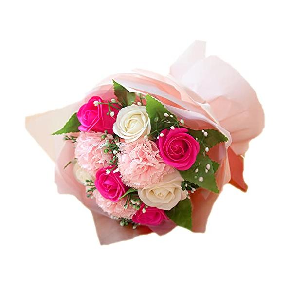 ソープフラワー 花束 ブーケ まとめ買い特価 ピンク ローズ 造花 カーネーション アーティフィシャルフ フレグランスフラワー