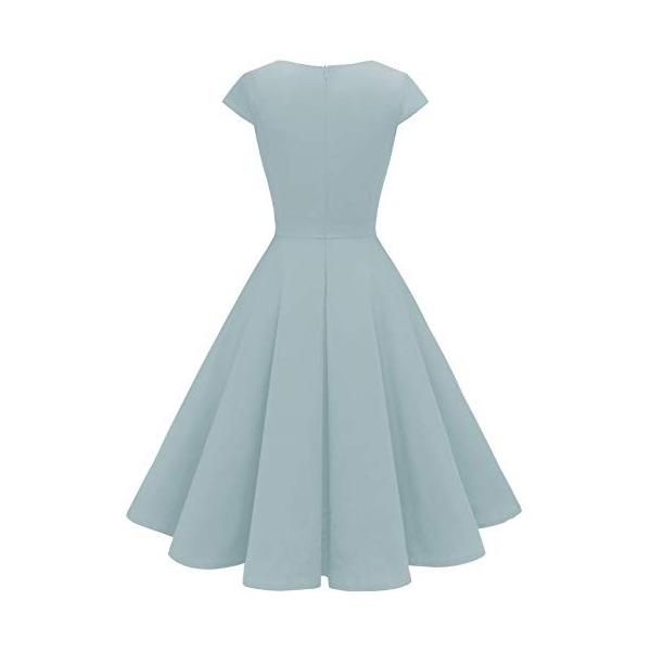 Homrain 50年代 ワンピース 情熱セール ドレス おおきいサイズ Aライン カップ袖 パーティードレス 7分袖 結婚式