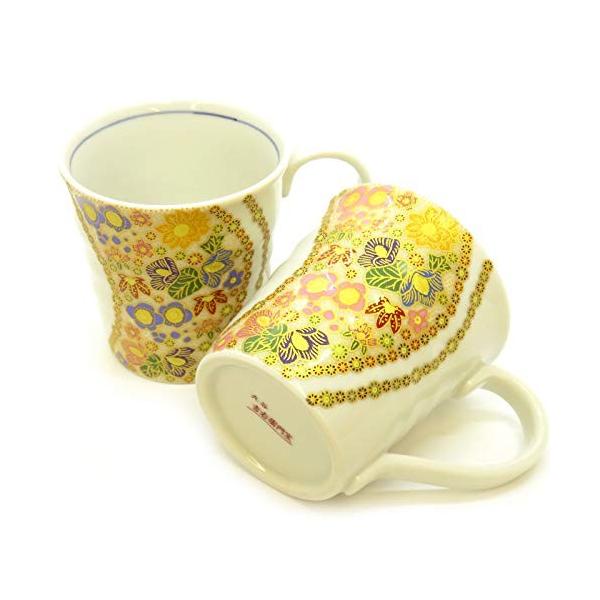 九谷焼 ペアマグカップ 花詰 陶器 ブランド 定番スタイル 食器 日本製