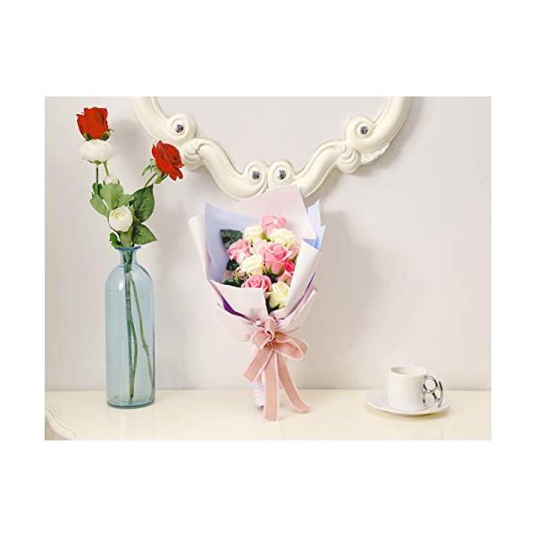 Reemonde 新作アイテム毎日更新 ソープフラワー バラ 造花 枯れない花 石鹸花束 敬老の日ギフト メッセージカード付き 半透明ボックス