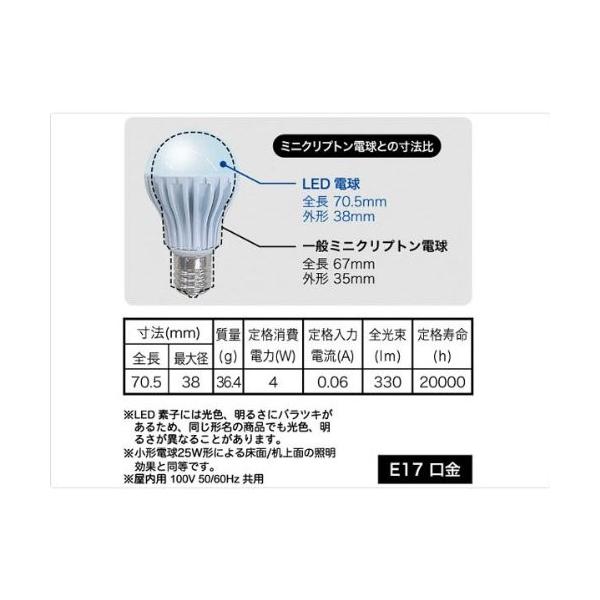 山善 Gball セール商品 Led電球 E17口金 小型電球タイプ Lda4n H E17 昼白色相当 330ルーメン 電球25w相当