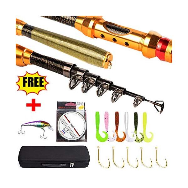 Kactzdz 投げ竿炭素伸縮釣竿コンパクトロッド ルアーィッシングロッド釣具超軽量海釣り竿 メーカー直売 携帯スピニングロッ