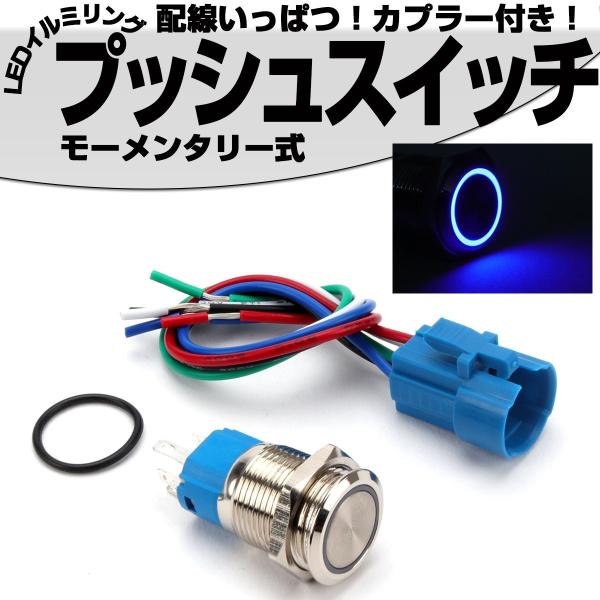 �v�b�V���X�C�b�` 18mm ���[�����^���� LED�����O�t�� 5�F �|�`�K�[ �E�`�K�[ �z���J�v���[�t DC12V �h�H �X�e�����X�� I-318 ���i�摜1