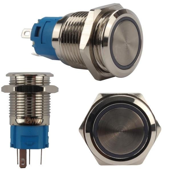 �v�b�V���X�C�b�` 18mm ���[�����^���� LED�����O�t�� 5�F �|�`�K�[ �E�`�K�[ �z���J�v���[�t DC12V �h�H �X�e�����X�� I-318 ���i�摜3