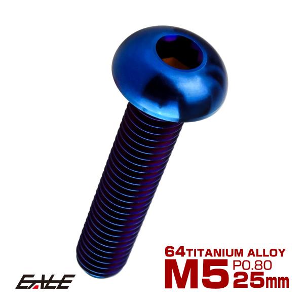 チタンボルト M5×25mm P0.8 ボタンボルト 六角穴 焼きチタンカラー ダークカラー JA2657