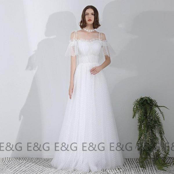 ブランド品専門の セミオーダー ウエディングドレス Aライン 安い 袖あり 結婚式 花嫁 白 海外挙式 パーティードレス 披露宴 ブライダル ロング ドレス 演奏会 卒業式 Aライン 初期不良の場合のみ対応致します 受付期間は商品到着から7日以内とさせて頂きます