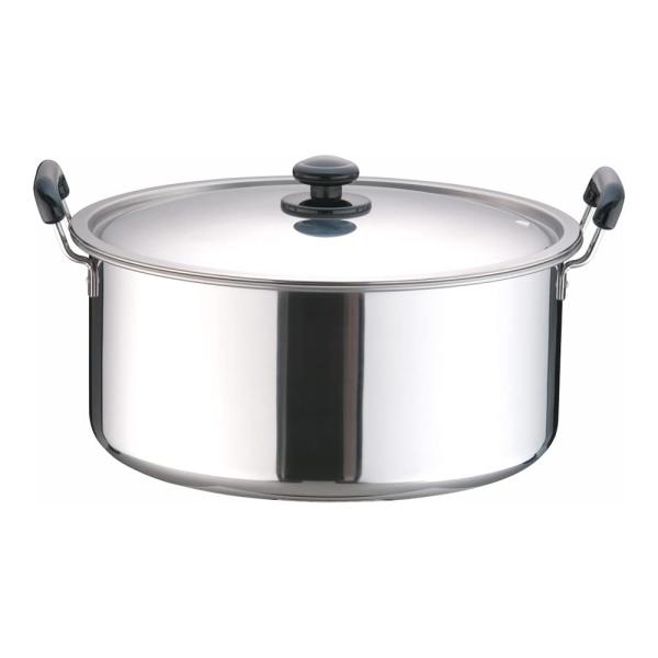 遠藤商事 業務用 プラ柄 厚板実用鍋 39cm 電磁調理器対応 本体18-0SUS 蓋18-8SUS 日本製 AZT0739