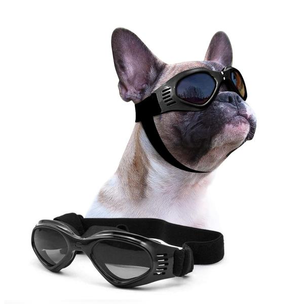 PETLESO 犬サングラス uvカット 小中型犬用ゴーグル 紫外線対策 散歩 お出かけ用 黒