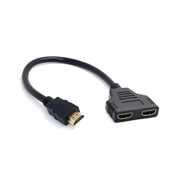 Cablecc HDMIオス-2 HDMIメス 1イン2 出力スプリッタケーブルアダプターコンバーター