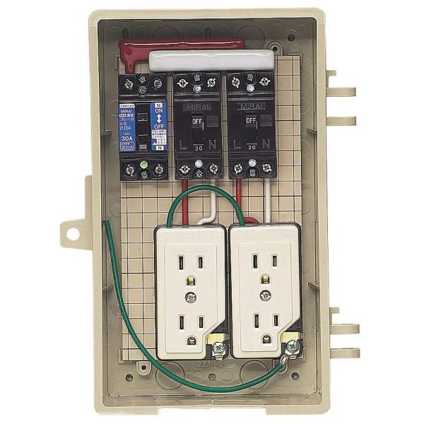 新品　未来工業 屋外電力用仮設ボックス 漏電しゃ断器　ELB組込品 RB-2AT 未来工業 屋外電力用仮設ボックス 漏電しゃ断器・分岐ブレーカ