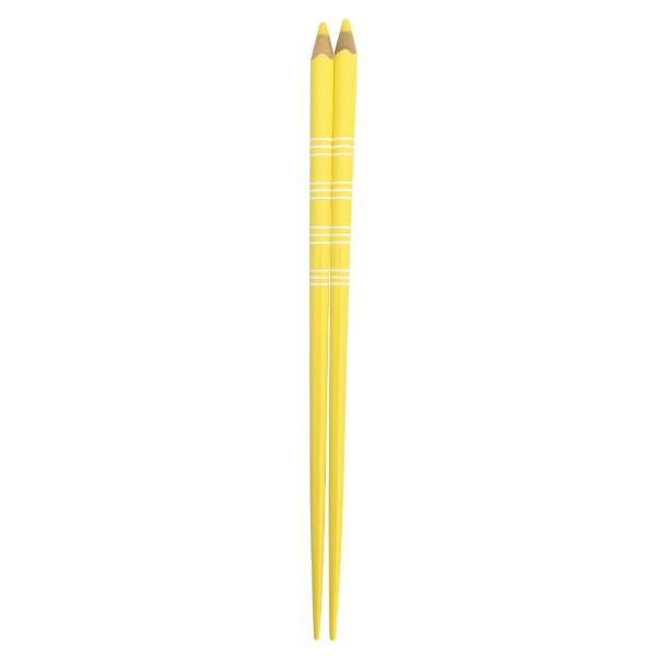 アオバ 箸 食洗機対応 天然木 色えんぴつ ボーダー 黄 22.5cm