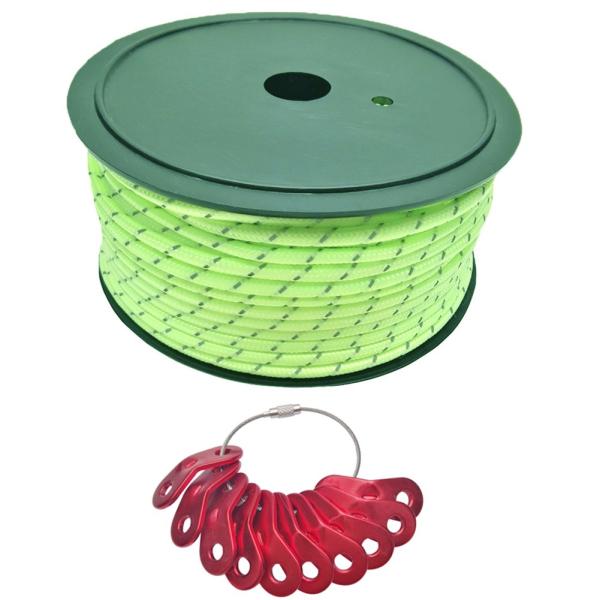 【ご購入後の当店からの連絡はご登録のメールアドレスに通知いたします。必ずご確認ください】【商品概要】蛍光色ロープに夜光繊維と反射材を編みこんだ蓄光+反射ロープです。暗闇や夜間の視認性に優れます。【反射機能】：ライトなどを照らすと反射します。...