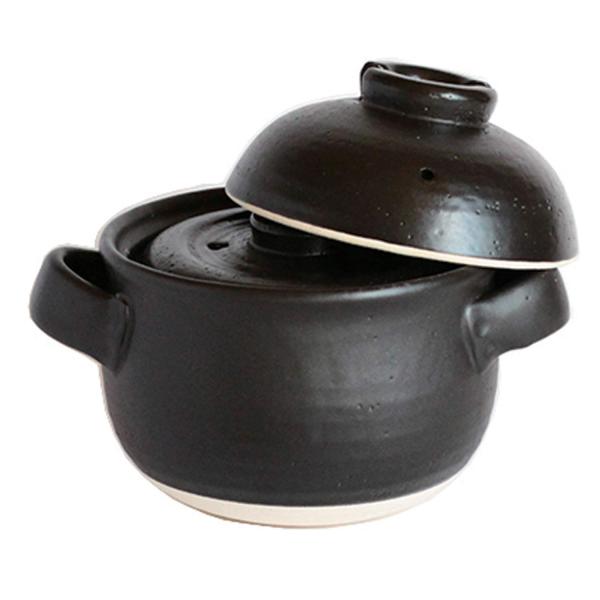佐治陶器 萬古焼 炊飯鍋 (中蓋付) 4合 黒しずく 33-102 : Earth