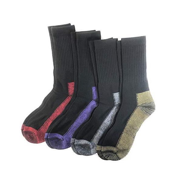 【ご購入後の当店からの連絡はご登録のメールアドレスに通知いたします。必ずご確認ください】【商品概要】カラー：黒色のベースに底補強を、赤、グレー、紫、茶色のカラー、4足セット です。特徴１：表面は「綿素材」、肌に触れる裏面は「シルク素材」で編...