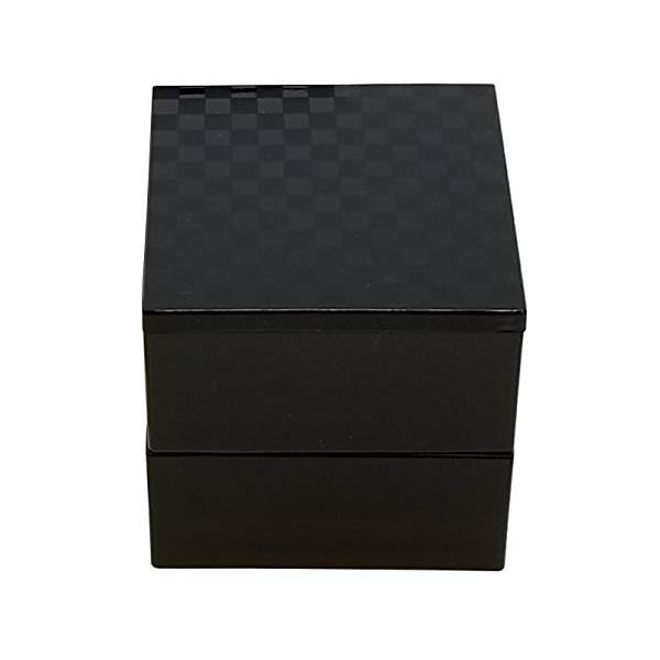 北市漆器店 重箱 黒 6.9X6.9X7cm チェス5.0二段中子重(黒) KZ2976A