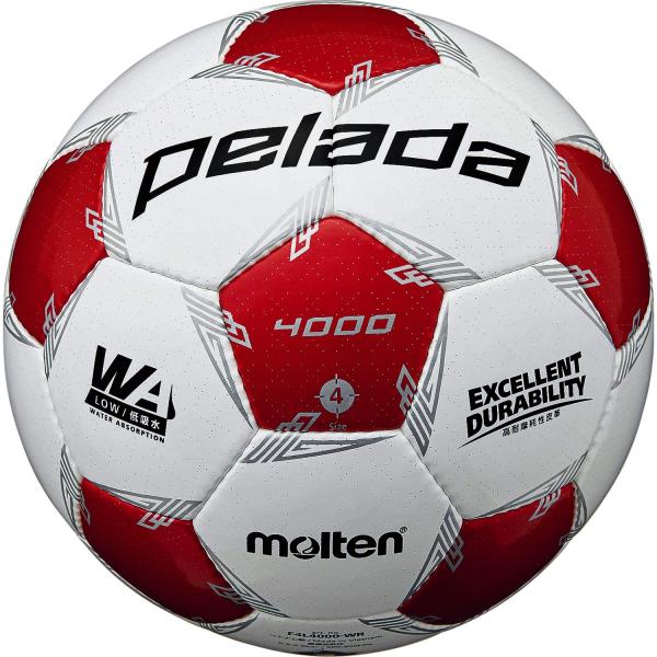 他サイト： モルテン(molten) サッカーボール 4号球 小学生 検定球 ペレーダ4000 F4L4000-WR ホワイト×メタリックレッド F4L4000-の商品画像