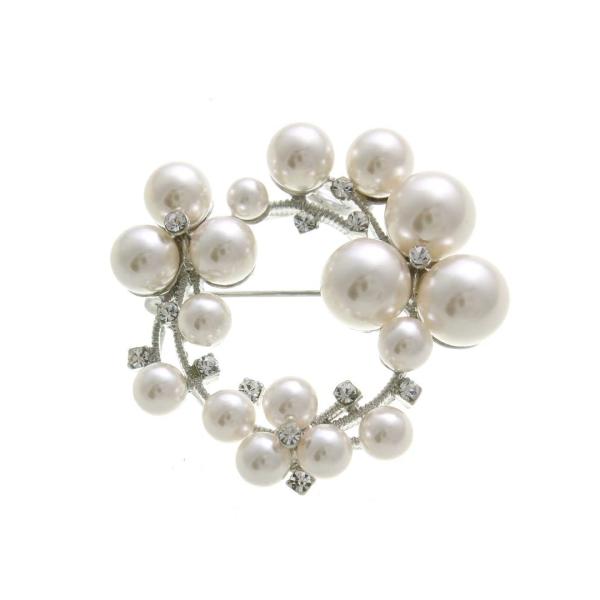 【ご購入後の当店からの連絡はご登録のメールアドレスに通知いたします。必ずご確認ください】【商品概要】サイズ▼約直径：約4cmパール：直径約0.4cm〜1cmピン：約3cm,ネックレスフック付き素材▼アクリルパール、ラインストーン【ゴールド色...