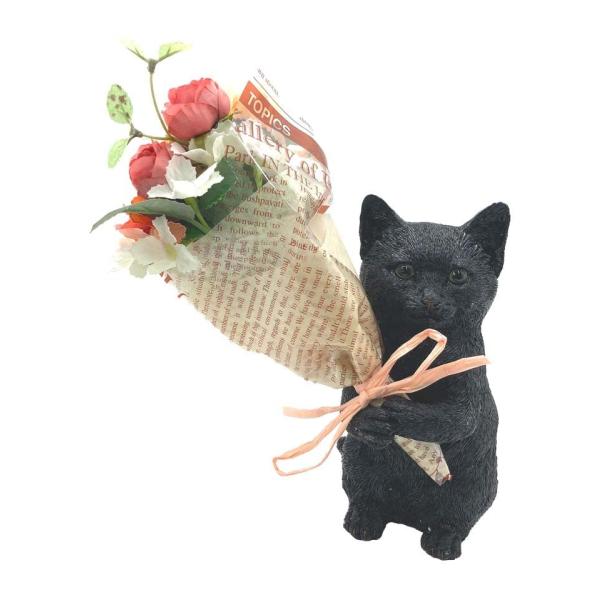 丸和貿易(Maruwa Trade) CTミニョンブーケ ねこ クロネコ 420867308 約8.7×10.7×15cm