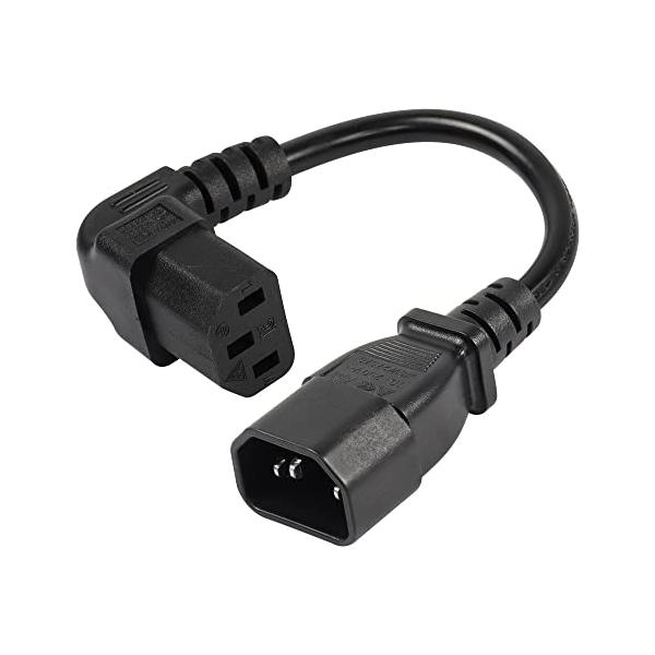 CERRXIAN 20cm 90度 IEC 320 C13 - C14 PDU 電源ケーブル、C14 オス