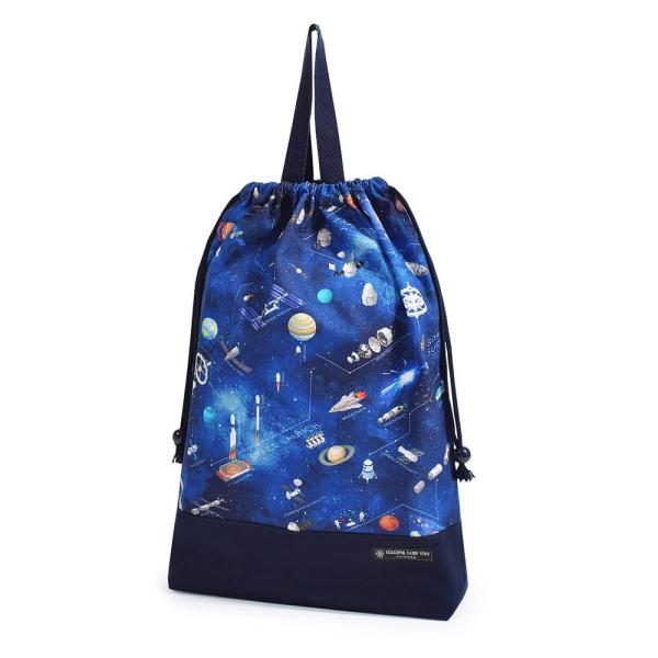 他サイト： COLORFUL CANDY STYLE 巾着 大 体操服袋 男の子 体操服入れ 小学生 大きめ お着替え袋 未来の惑星探査と宇宙船 N3385600の商品画像