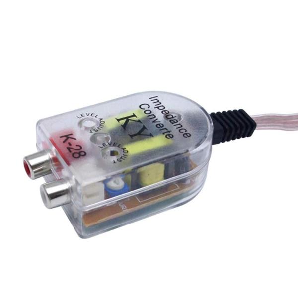 【ご購入後の当店からの連絡はご登録のメールアドレスに通知いたします。必ずご確認ください】【商品概要】高レベルを低レベルに変換します。感度調整ボリューム付（左右独立）出力：RCA出力(左右)　コードは赤が+、白が−。入力：スピーカー入力(左右...