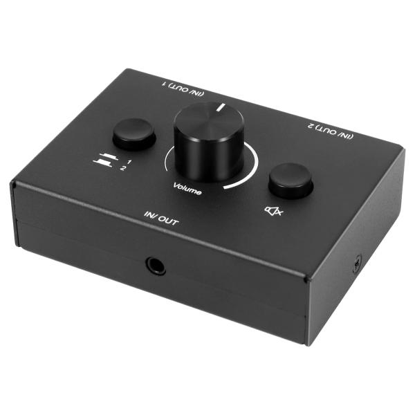 Dovhmoh 3.5mmオーディオスイッチャー、2入力1出力/1入力2出力オーディオスプリッタースイッチャー、オーディオスイッチャーボックス、ワンキ