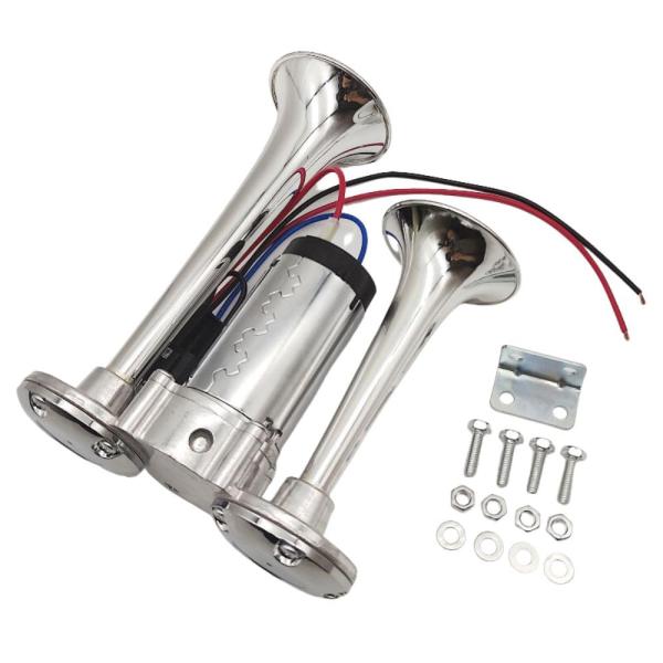 【ご購入後の当店からの連絡はご登録のメールアドレスに通知いたします。必ずご確認ください】【商品概要】◆パーッ！！という甲高い高音が特徴の12V 24V 大型 トラック ポンプ ヤンキーホーン エアー式 汎用 社外品になります。純正のクラクシ...