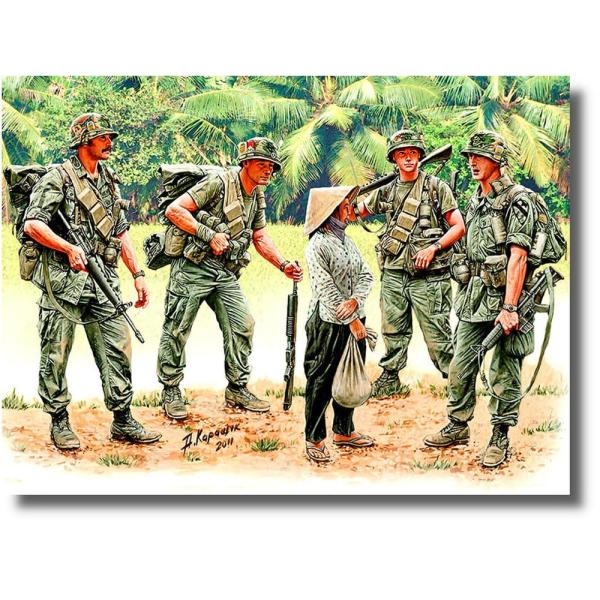 マスターボックス 1/35 アメリカ 第一空挺騎兵師団4体+民間女性1体ベトナム戦 プラモデル MB35099
