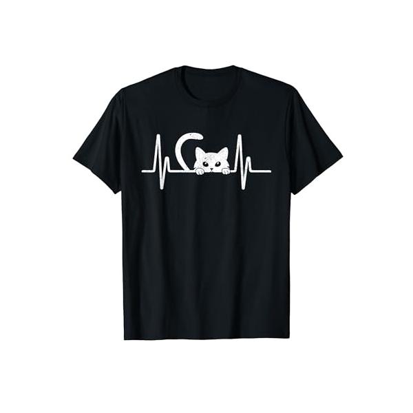 【ご購入後の当店からの連絡はご登録のメールアドレスに通知いたします。必ずご確認ください】【商品概要】男性/女性/子供に最適なギフトアイデア - 猫のハートビートシャツ。 お父さん、お母さん、兄弟、姉妹、夫、妻、叔父、小さな男の子、女の子、息...