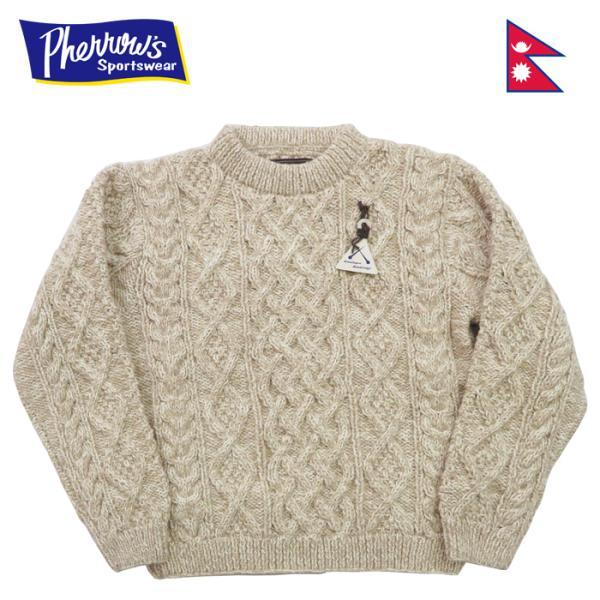 Pherrow's（フェローズ） 長袖 ハンドニット フィッシャーマン