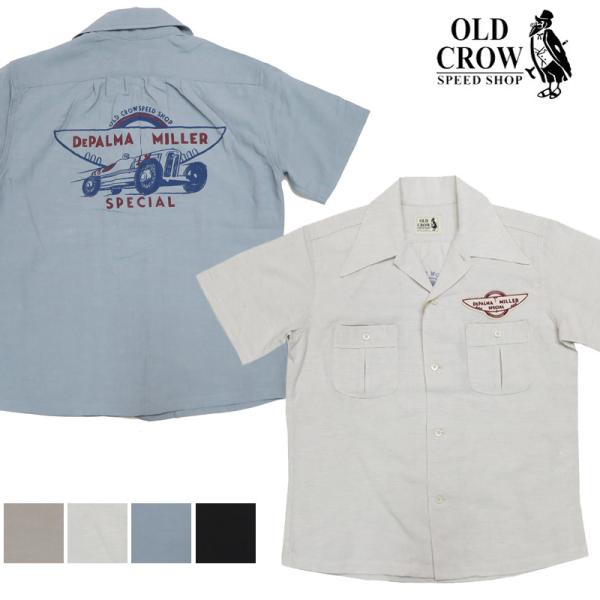 OLD CROW GLAD HAND オープンカラーシャツ　MOTORDROME OLD CROW(GLAD HAND) CROW オールドクロウ 半袖 レーヨン/リネン