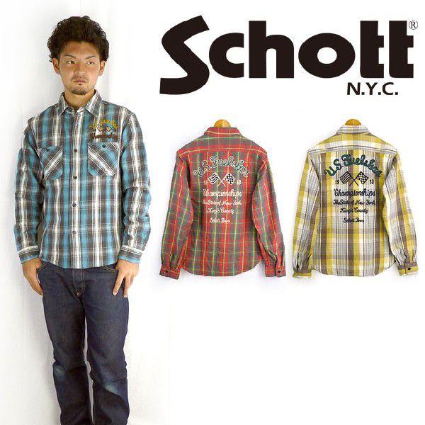 Schott N.Y.C ショット フランネルエンブレムプラッドチェック