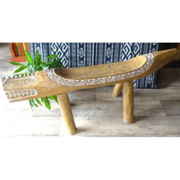 アジアン家具》クロコダイル・ベンチ／L2 〈ティモールベンチ ワニ