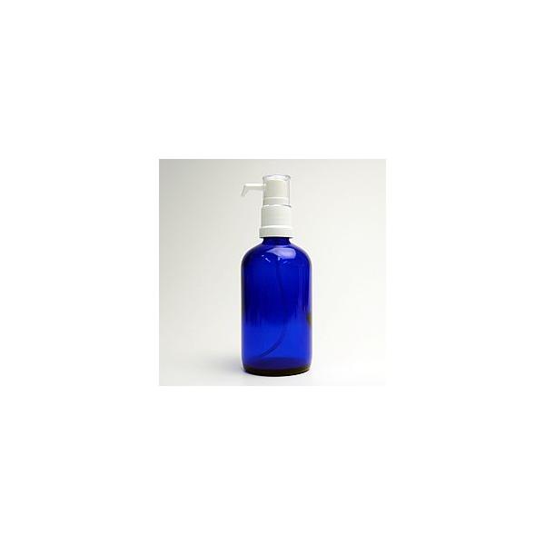 ※メール便　不可能　商品※■ポンプ ガラス(青色) 100ml□満量：109ml■高さ：104mm ※ポンプ除く(ビン単体)□直径：49mm■重量：94g※ポンプ除く(ビン単体)☆この商品にはポンプ付キャップ（白）がついています。