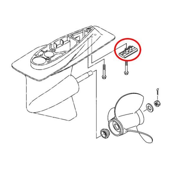 ヤマハ　ドライブユニット 純正アノード ジンク 防食亜鉛 ボート、漁船用ドライブユニット（シングルプロペラタイプ）のロワーケース（ギヤケース）に使用されております。違うアノードを使っている場合もありますので、適合はヤマハ発動機のサイトのパー...