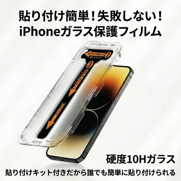 極薄・高硬度・全面保護　貼り付けキット付きクリア仕様 液晶保護ガラスフィルム　iPhone17 　2枚入り