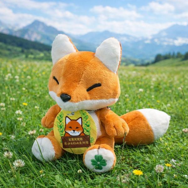 ぬいぐるみ　キツネ　リーベ　レトロ　希少❣️ オオイケ ぬいぐるみ 北きつねのクローバーちゃん きつね 手のり