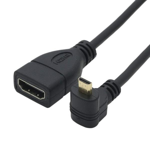 Micro HDMI to HDMI (オス-メス)延長ケーブル15cm L型90度 持ち運び便利 Micro HDMI(オス) →HDMI(メス) 変換コネクタ 3D/1080P対応