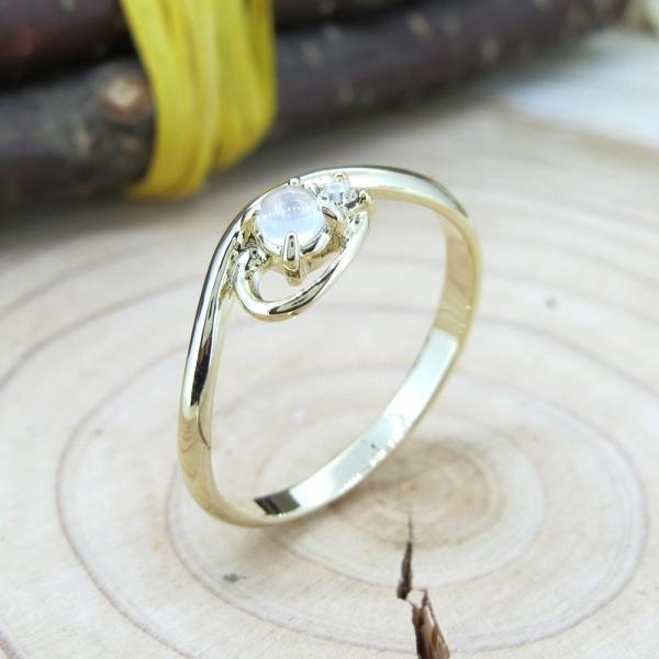 ピンキーリング ムーンストーン クリスタル リング ゴールド