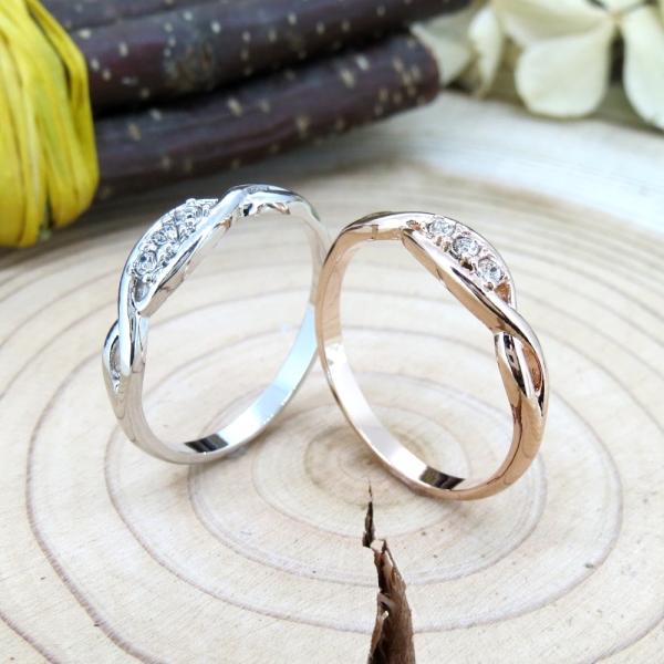 リング クリスタル ジュエリー アクセサリー シルバー ピンクゴールド