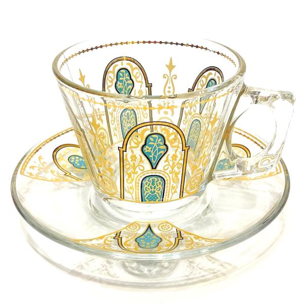 トルコ食器セット(専用出品) トルコ製 チャイカップ ソーサー セット 耐熱ガラス A-25C