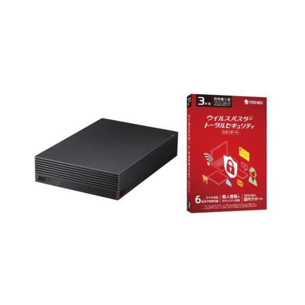 ■4981254061602 バッファロー HD-EDS2U3-BE パソコン&amp;テレビ録画用 外付けHDD 2TB と 4988752020742 ウイルスバスター トータルセキュリティ スタンダード 3年版 同時購入用 パッケージ...