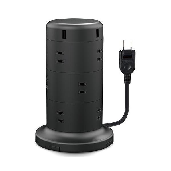 他サイト： エレコム(ELECOM) ECT-0720BK ブラック タワー型12口タップ 延長コード 2ピン 12口 2mの商品画像
