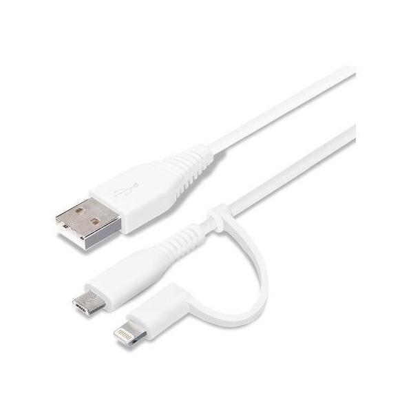 PGA PG-LMC01M04WH zCg ϊRlN^t 2in1 USBP[u Lightning&amp;micro 15cm