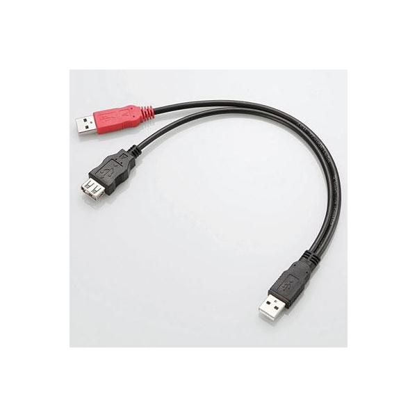 �G���R��(ELECOM) USB-AAE5DPBK �u���b�N USB-AAE5DPBK�V���[�Y �_�u���p���[USB2.0�P�[�u�� 0.3m