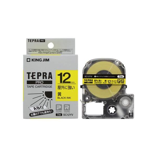 他サイト： キングジム(KING JIM) テプラPRO 屋外に強いラベル 黄色 黒文字 12mm SC12YVの商品画像